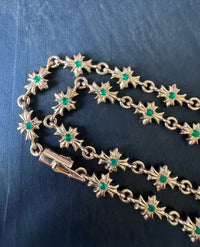 22k Gold Emerald Cross Link Necklace