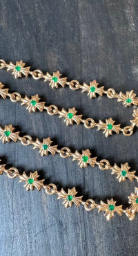 22k Gold Emerald Cross Link Necklace — view 2