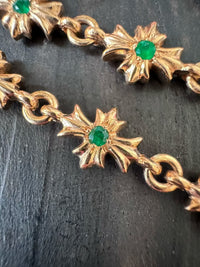 22k Gold Emerald Cross Link Necklace — view 3